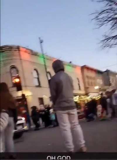 Seconds before The Milwaukee Dancing Granny Tamara Carlson is stuck by Waukesha mass murderer's SUV.