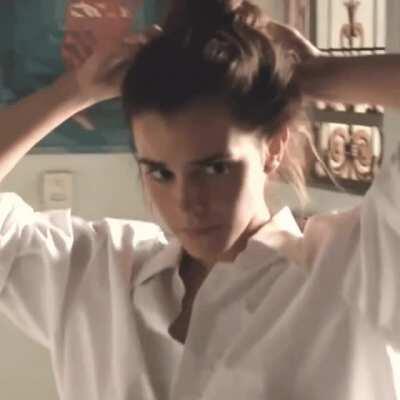 Emma Watson wearing nothing but a white shirt