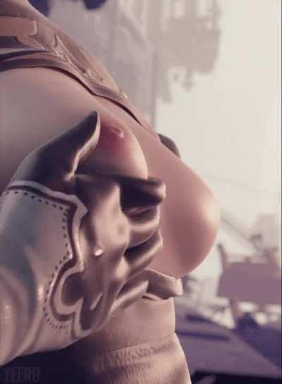 2B touching her tibbie