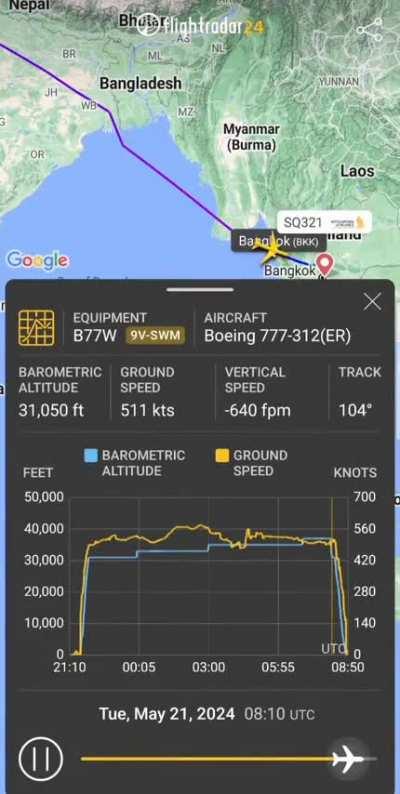 Singapore Airlines flight SQ321 dropped about 6000 feet due to an air pocket.