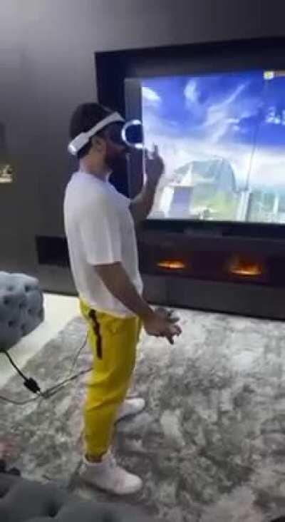 Trying to jump while playing with VR.