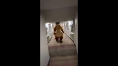 Crazy bear chases man through hallway (sCaRy)