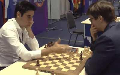 When you've almost lost the game but you still want to confuse your opponent. (Benjamin Bok vs. Samuel Sevian, FIDE World Cup 2021)