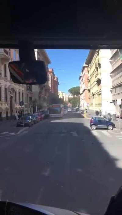 Irish rugby team getting an escort in Rome. Absolutely comical
