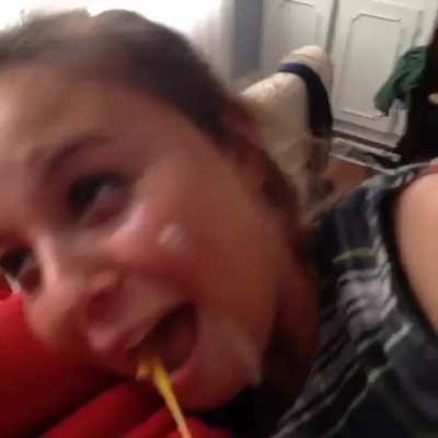 A little spittle from big sis