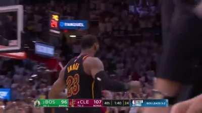 LeBron hits back to back stepback 3's from the same spot on Tatum (Game 6 2018 ECF)