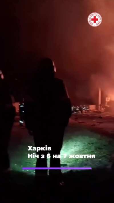 UA POV: The 110/6 kV Yuzhkabel substation in Kharkiv was destroyed by fire following an attack by drones.