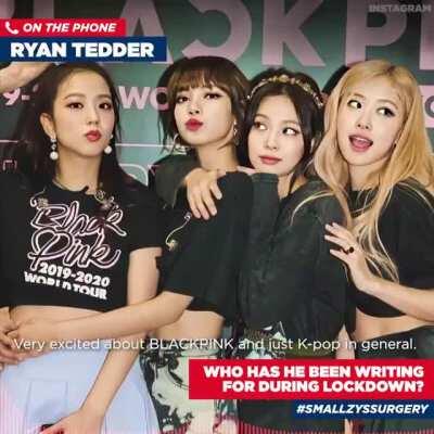 200728 Songwriter, producer & OneRepublic singer, Ryan Tedder confirmed he has a song with BLACKPINK coming up!