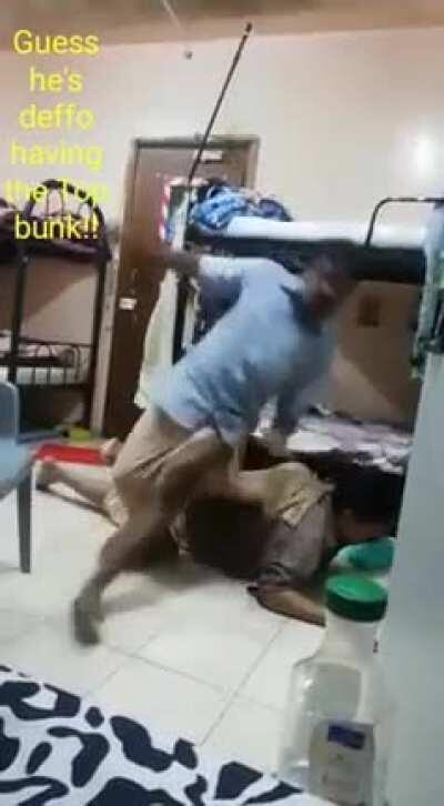 trying to have the top bunk and ending sleeping on the floor