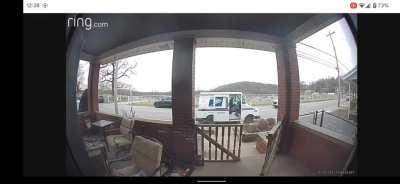 Just walked up and took it while the mailman was still there