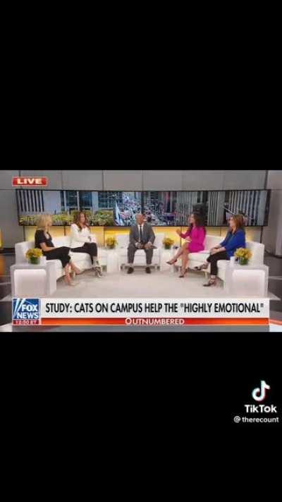 Fox News anchors calling stressed out college kids snowflakes while losing their absolute mind over the concept of emotional support animals, and wanting to slap them for relieving stress.