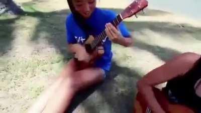 Honoka and Azita amazing ukulele playing 