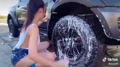 This girls page is just dozens of videos of almost showing tits lol