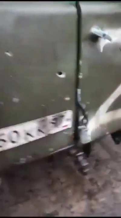 An artillery shell failed to detonate on the Buhanka. Very lucky men!