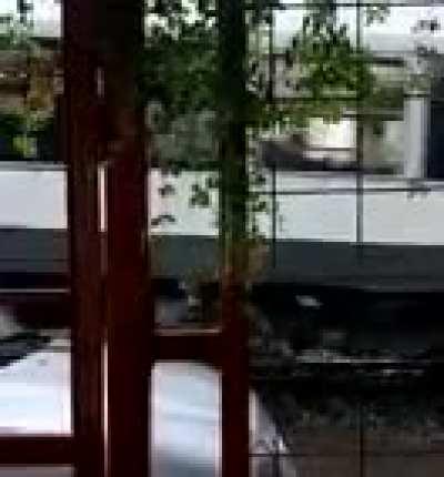 Train crashes SUV (sorry for bad video quality)