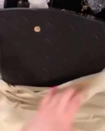 Excitement level 1000, receiving her new L.Vuitton bag….