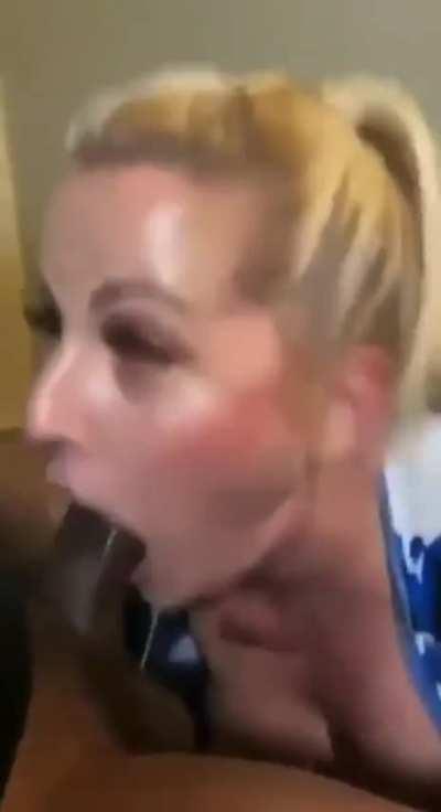 Mom of two hasn't forgotten how to throat big cocks 😈😈