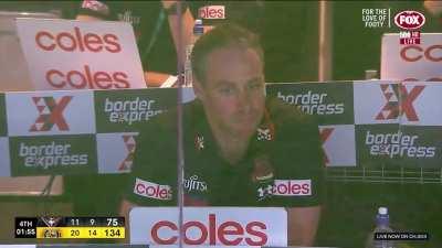 Michael Hurley kicks the last goal in his final game