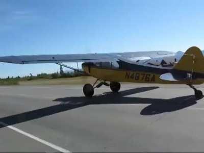 Taking off from a road in traffic