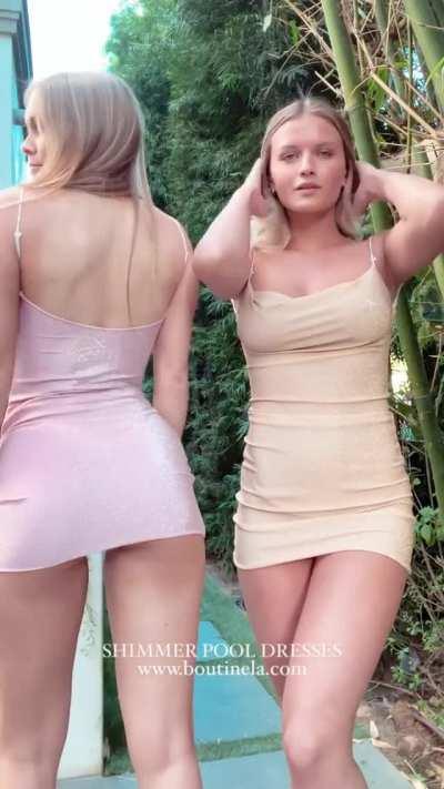 With Ashley Belk in shimmer dresses