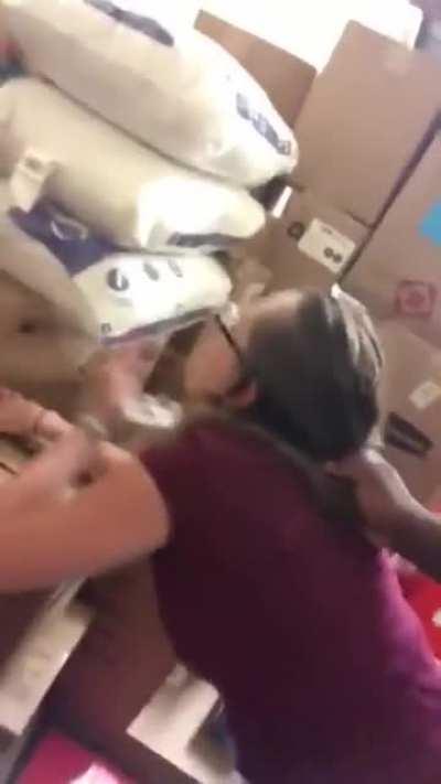 Getting stuffed on her lunch break