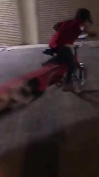 I bet he is really good at finishing races with that bicycle.