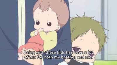 Not a Romance anime but I thought this was pretty wholesome [Gakuen Babysitters]