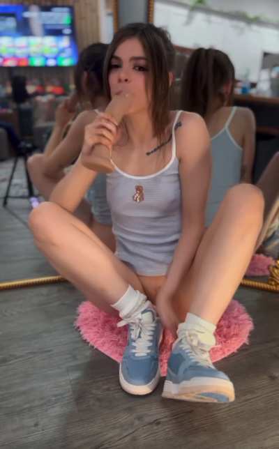 I love how this big toy feels in my tiny pussy