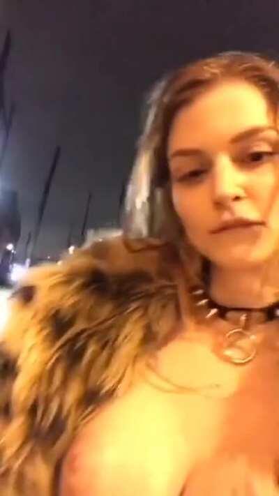 Hot Blonde Revealing In Public And Those Tits Are Wow