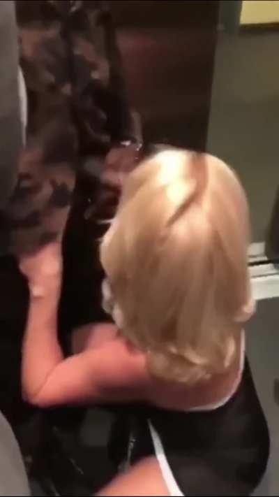 Giving blowjob in an elevator