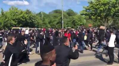 BLM protestors attack police car and punch innocent bystander in sweden