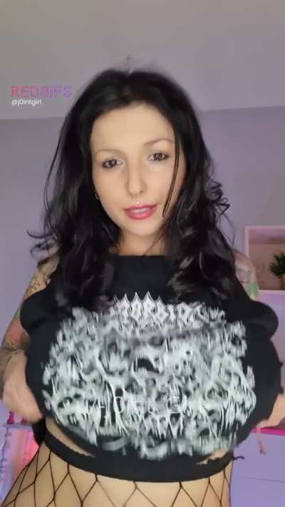 This shirt does miracles hiding my big natural goth titties (OC)