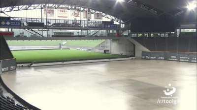 Converting a stadium from baseball mode to soccer mode using a retractable natural grass field