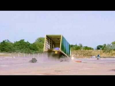 After falling victim to the looped version AGAIN I found the actual video of the truck getting smashed. I hope this brings you satisfaction.