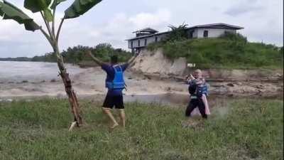 Just a guy punching a tree