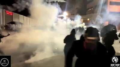 Homeland Security deploys yearly budget of crowd control munitions outside ICE facility - Portland 20th January