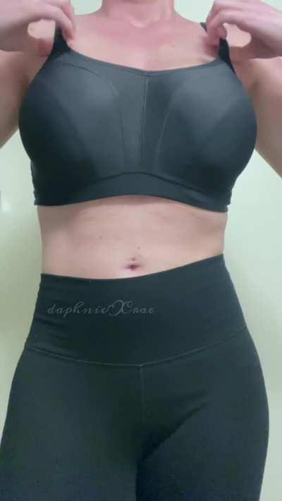 The size my sports bra needs to be to hold them in.