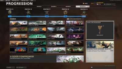 Season 4 Prestige Master & Zombies Master, get! (All challenges previewed, so you can see the final totals for each.)