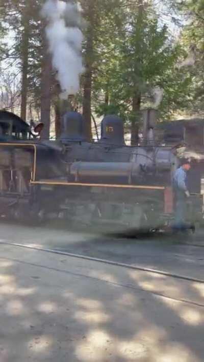 Shay (geared) locomotive of the Yosemite Mountain Sugar Pine Railroad, California
