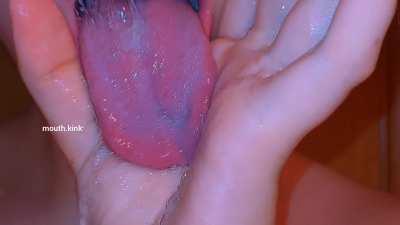 dense saliva closeup :3