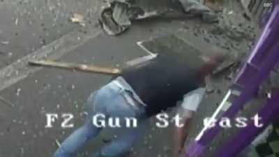 Legit awesome guy walks off casually after being smashed by a bus!