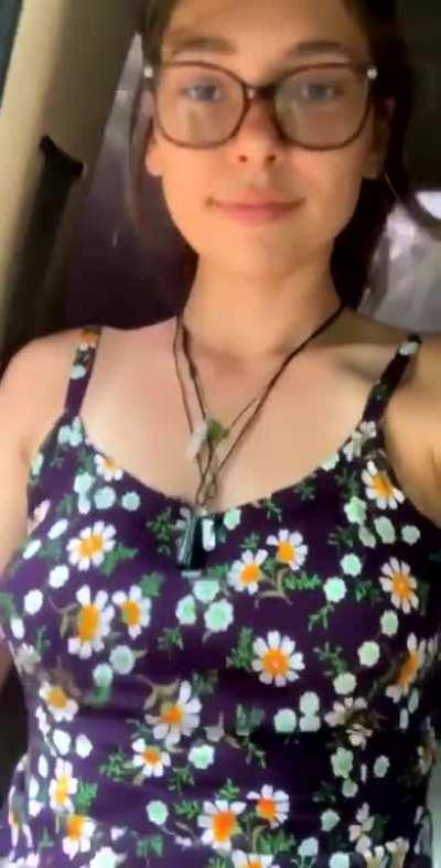 Trying my best not to distract the driver… think you would notice my dress riding up?