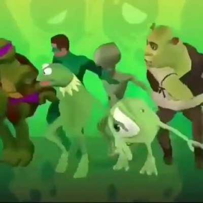 Lord Shrek and the gang after they discovered corona viroos vaccine.