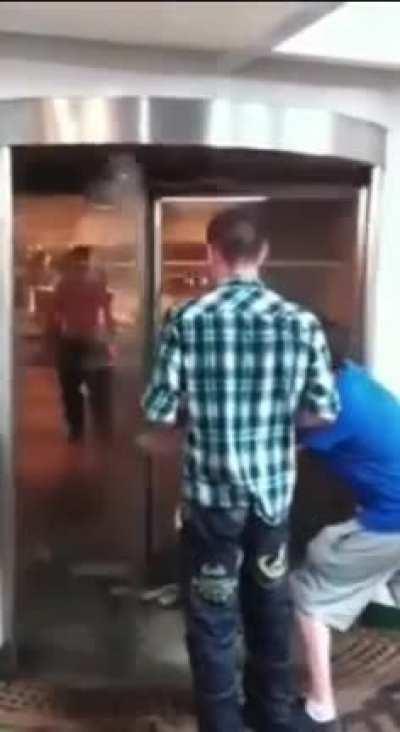 trying to run through a revolving door
