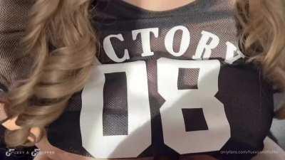 Nothing beats watching the game while fucking my tits [@00:04]