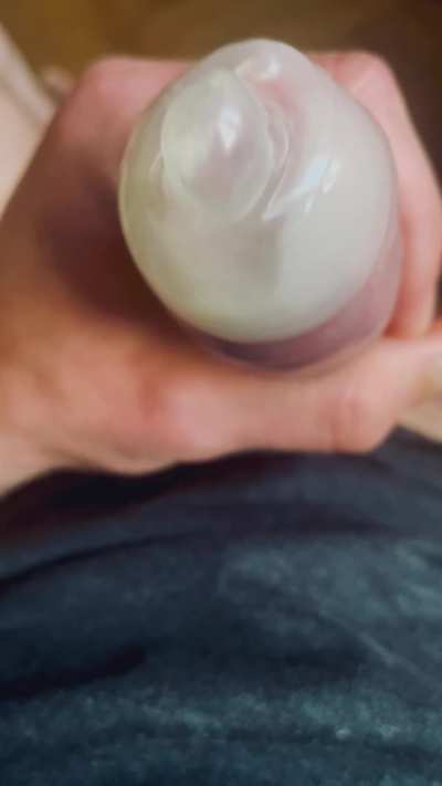 Cumming in an already pre-cum filled condom.