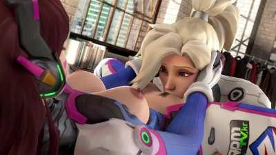 Mercy Licking D.Va's Pussy (ToastedMicrowave)