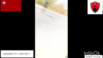 (Myanmar/Burma) Guerrillas ambush a junta convoy transporting sulfuric acid for a copper mine on the Chaung-U Monywa Road [February 19; music from source]