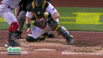 [Highlight] [Highlight] Austin Hedges pads out his Hollywood audition tape to buy a batter's interference call on a Jonathan India steal