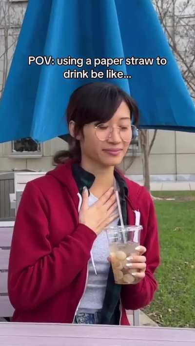 Using a paper straw be like